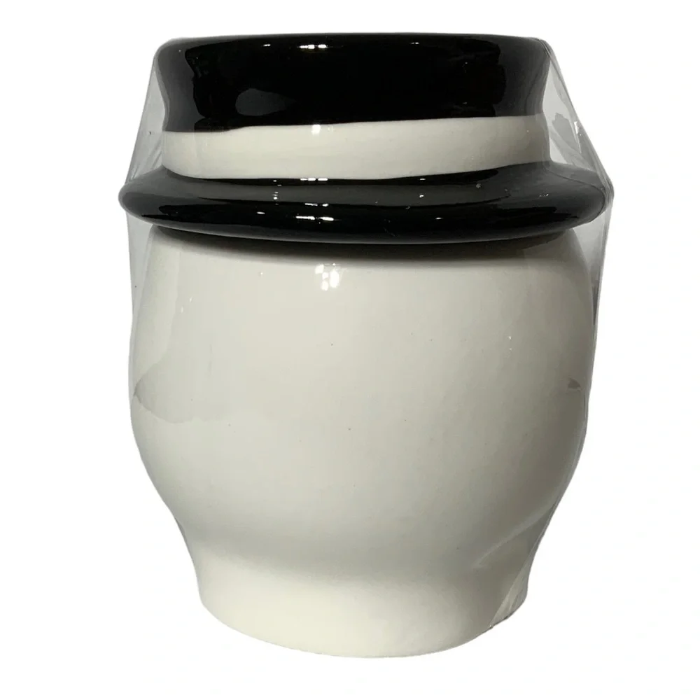 Canister Jar Sugar Skull Ceramic Hand Painted With Lid Colorful Multicolor White